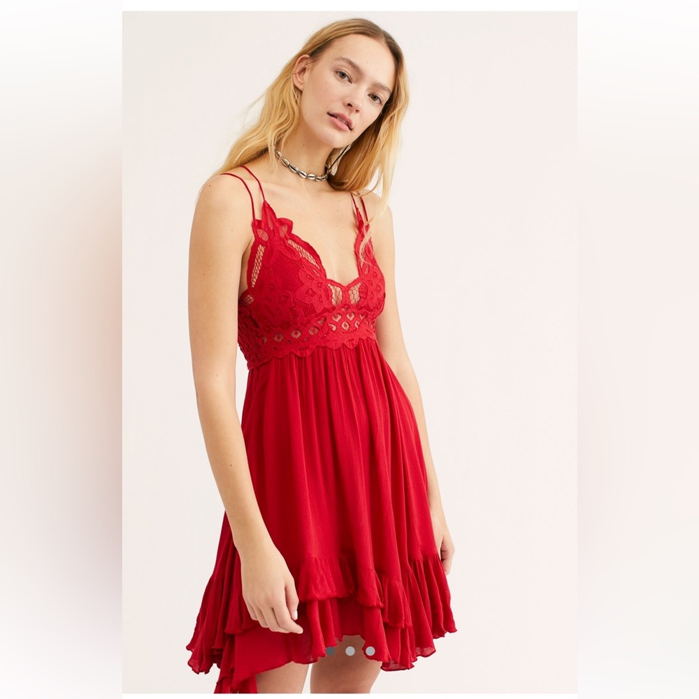 Free People Adella Red Mini Dress